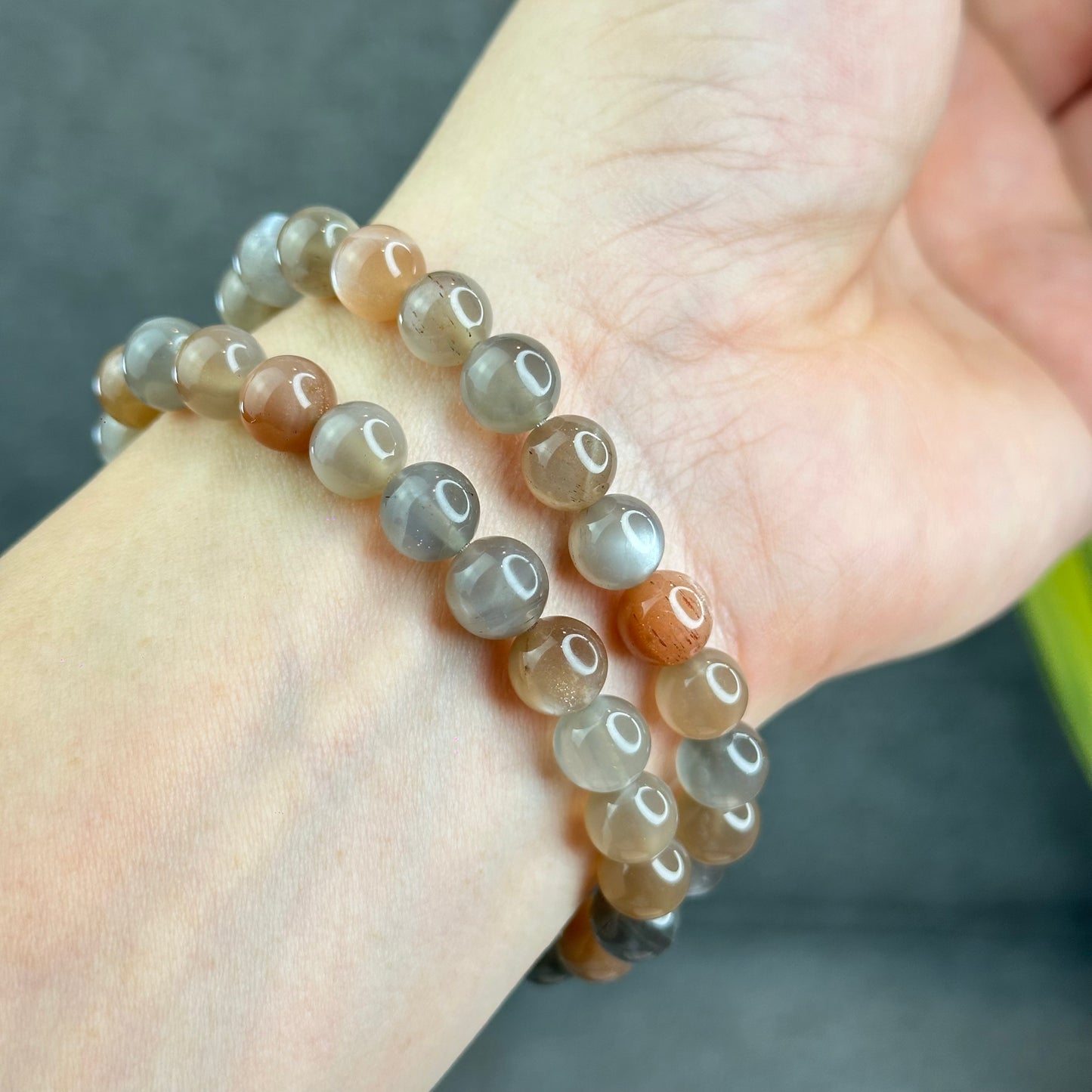 Natural Rutilated Moonstone Bracelet Size 8 mm