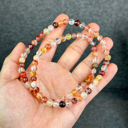 Natural Fire Quartz Triple Wrap Bracelet Size 7 mm
