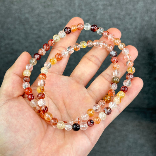 Natural Fire Quartz Triple Wrap Bracelet Size 7 mm