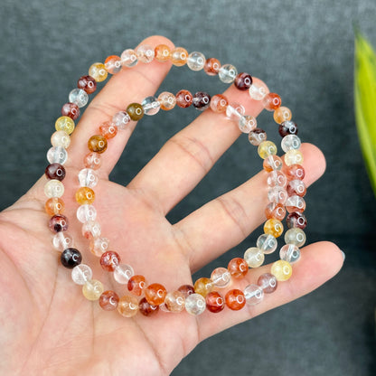 Natural Fire Quartz Triple Wrap Bracelet Size 7 mm