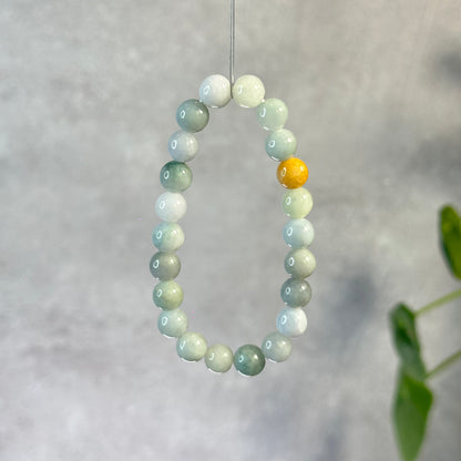 Ivory Mix Natural Jadeite Jade Bracelet Size 8 mm