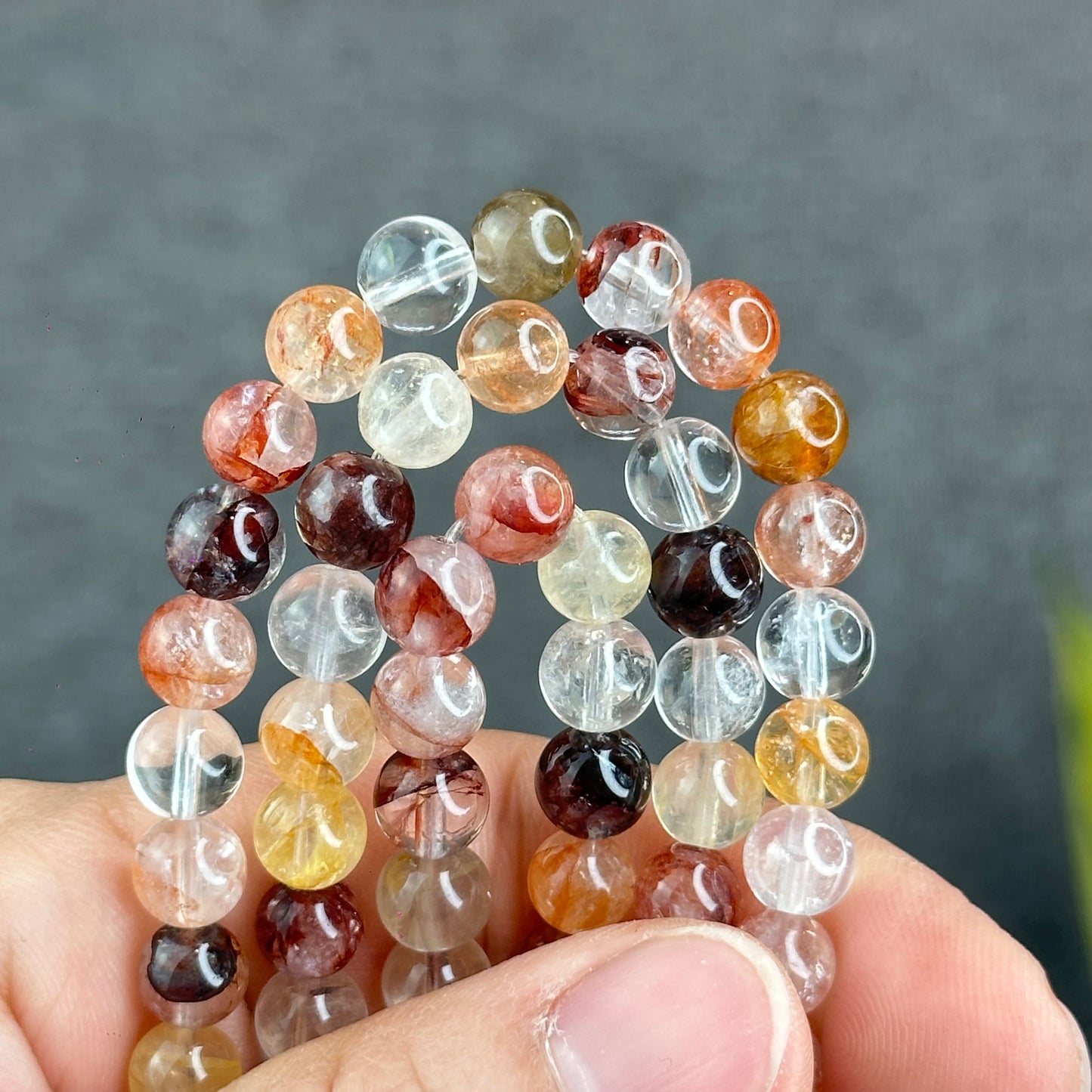Natural Fire Quartz Triple Wrap Bracelet Size 7 mm