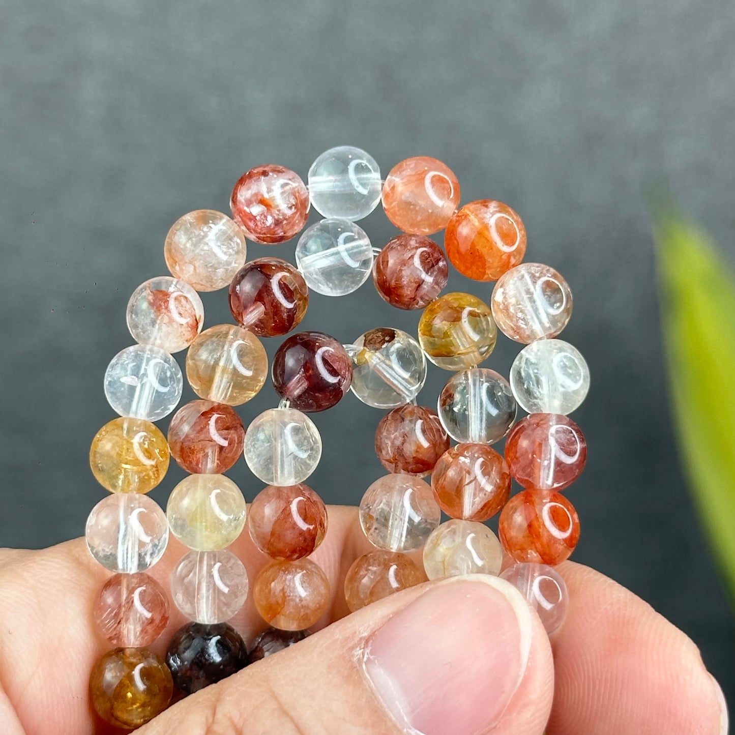 Natural Fire Quartz Triple Wrap Bracelet Size 7 mm