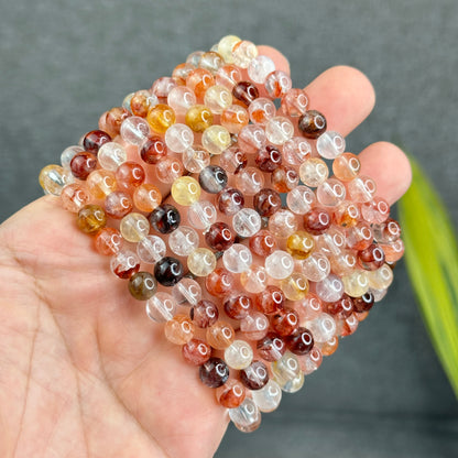 Natural Fire Quartz Triple Wrap Bracelet Size 7 mm