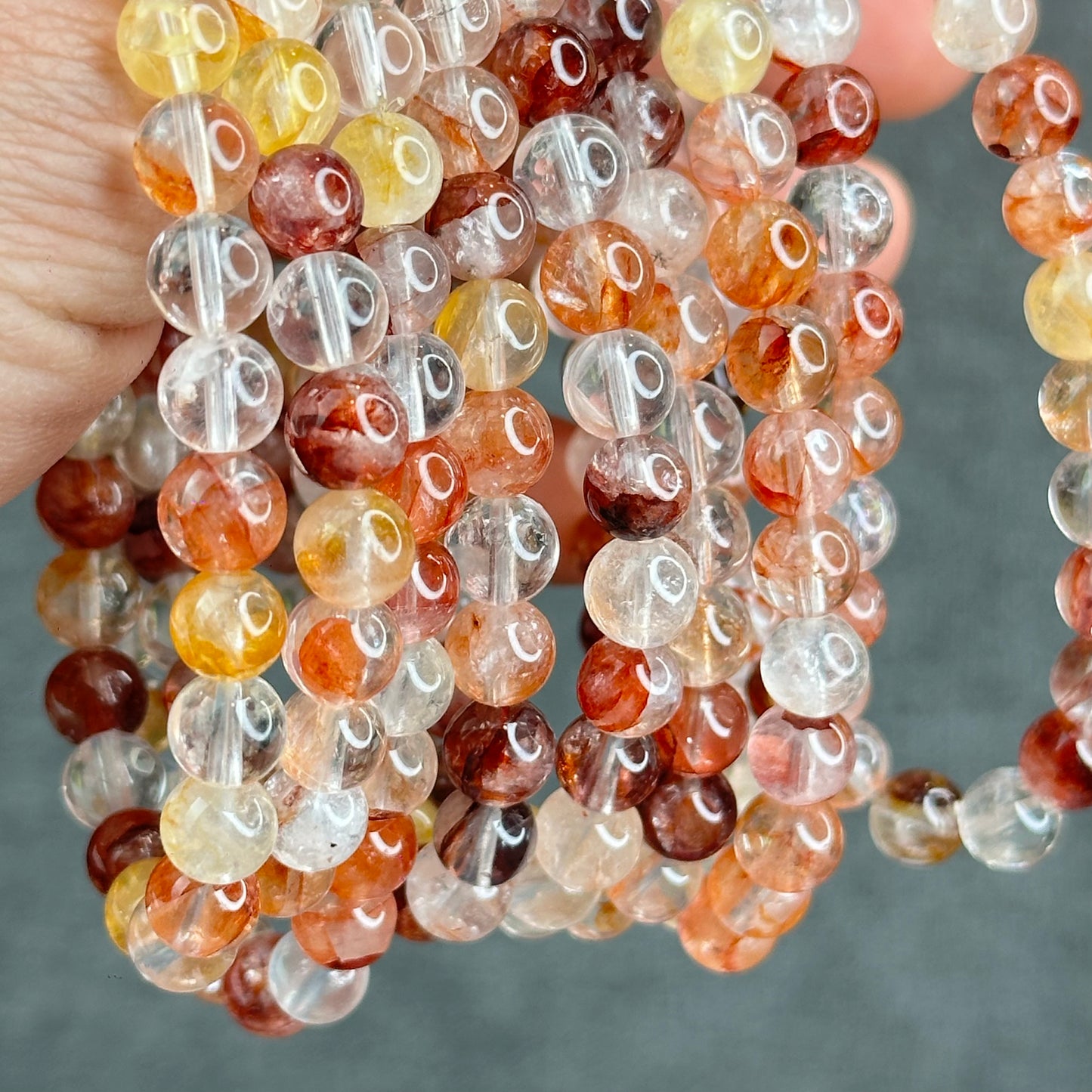 Natural Fire Quartz Triple Wrap Bracelet Size 7 mm
