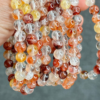 Natural Fire Quartz Triple Wrap Bracelet Size 7 mm
