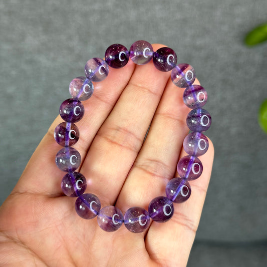 Natural Fluorite with Pyrite Bracelet Size 10 mm