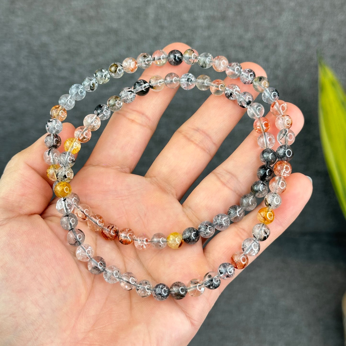 Natural Herkimer Diamond Triple Wrap VIP Bracelet Size 7 mm