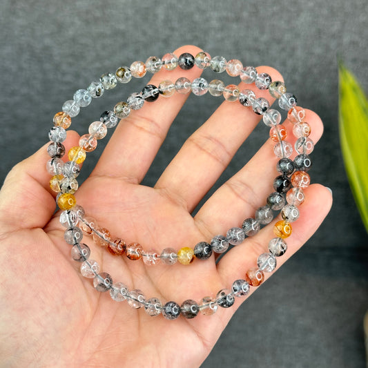 Natural Herkimer Diamond Triple Wrap VIP Bracelet Size 7 mm