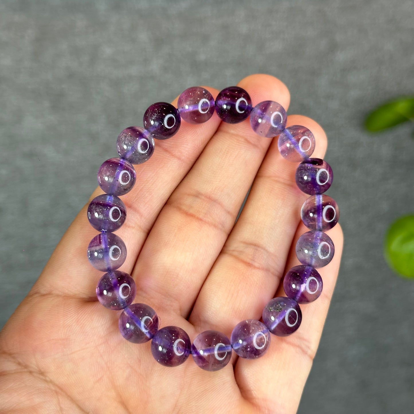 Natural Fluorite with Pyrite Bracelet Size 10 mm