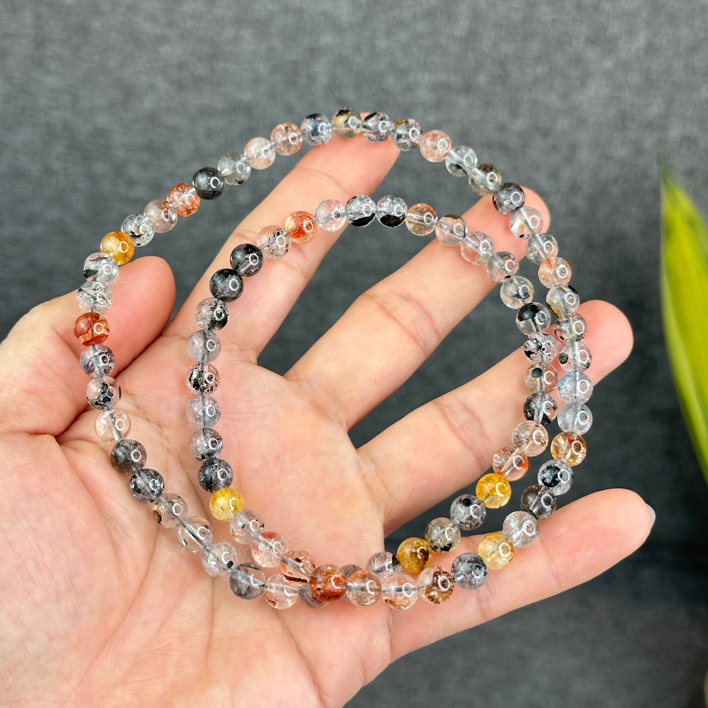 Natural Herkimer Diamond Triple Wrap VIP Bracelet Size 7 mm