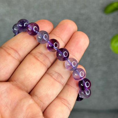 Natural Fluorite with Pyrite Bracelet Size 10 mm