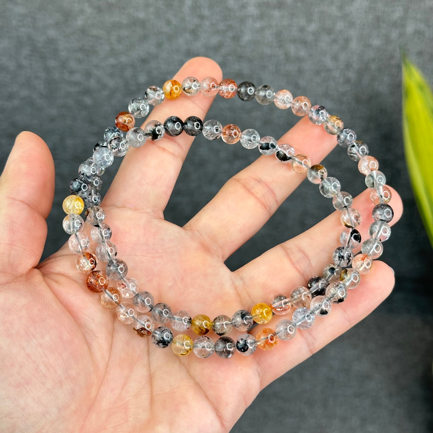 Natural Herkimer Diamond Triple Wrap VIP Bracelet Size 7 mm