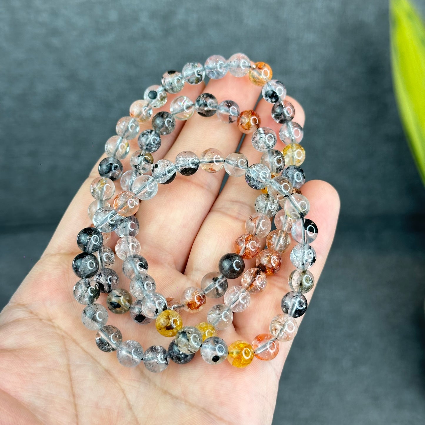 Natural Herkimer Diamond Triple Wrap VIP Bracelet Size 7 mm