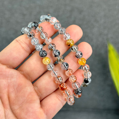 Natural Herkimer Diamond Triple Wrap VIP Bracelet Size 7 mm