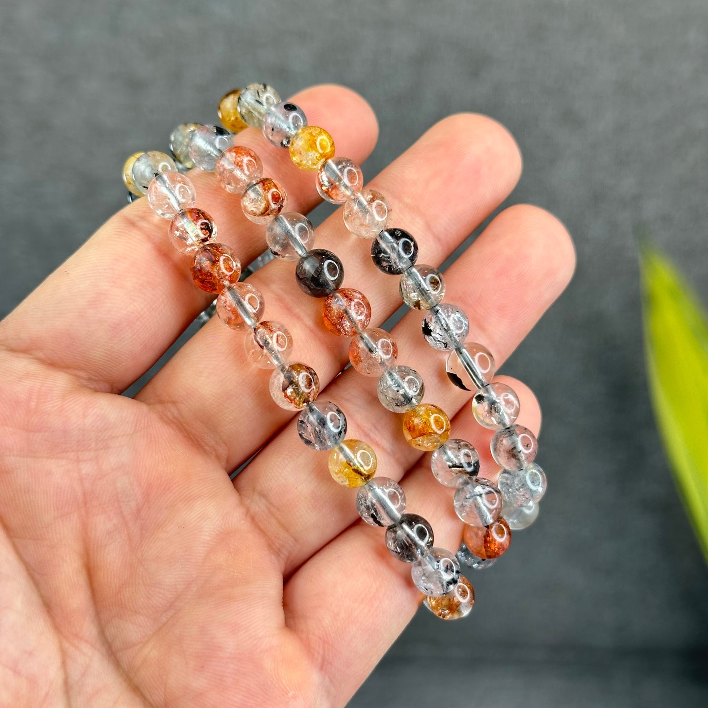 Natural Herkimer Diamond Triple Wrap VIP Bracelet Size 7 mm