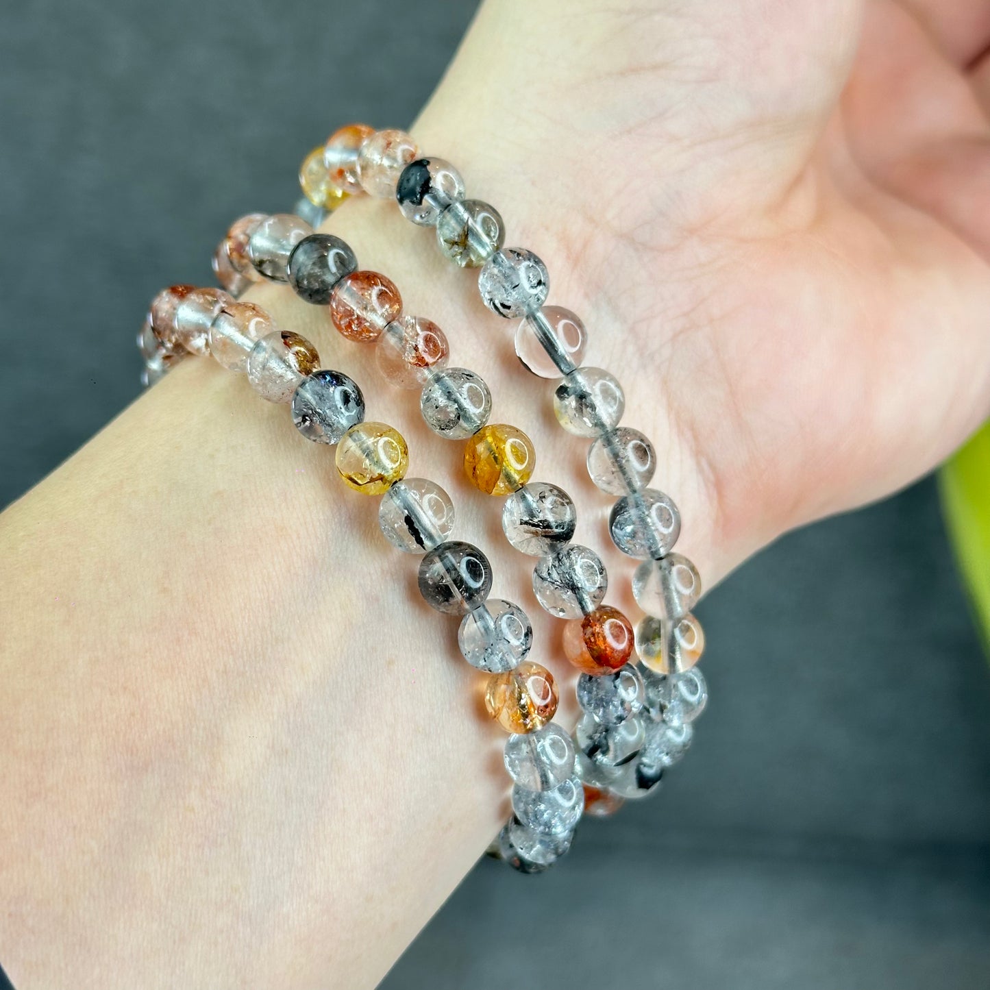 Natural Herkimer Diamond Triple Wrap VIP Bracelet Size 7 mm