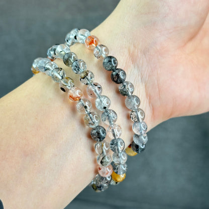 Natural Herkimer Diamond Triple Wrap VIP Bracelet Size 7 mm