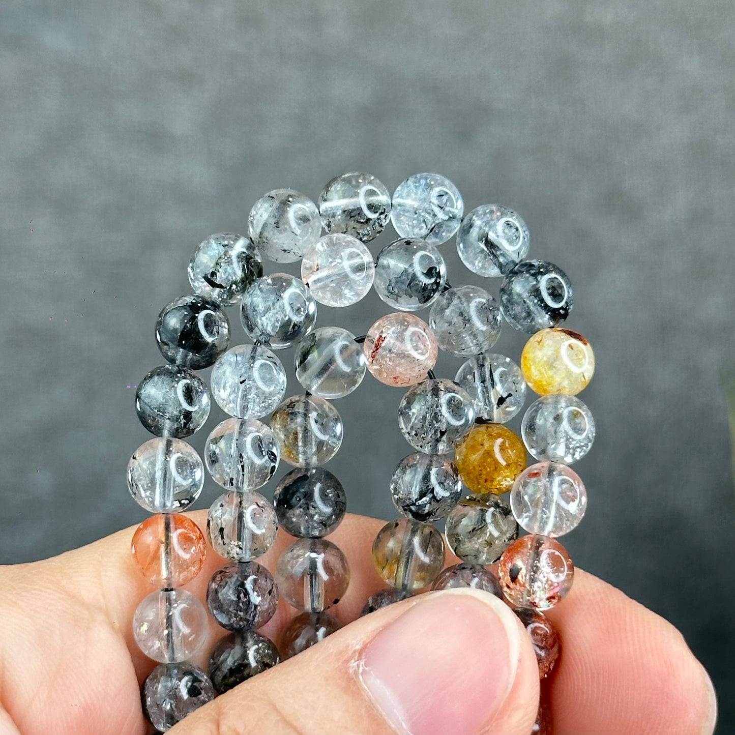 Natural Herkimer Diamond Triple Wrap VIP Bracelet Size 7 mm