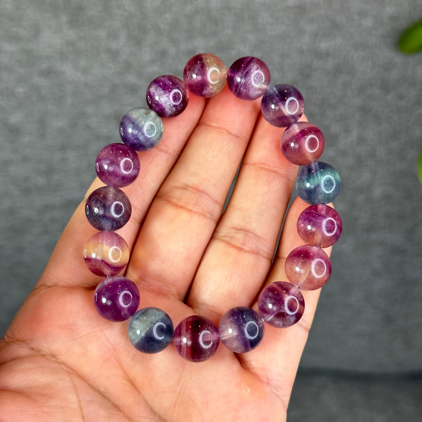 Colourful Natural Fluorite Bracelet Size 12 mm