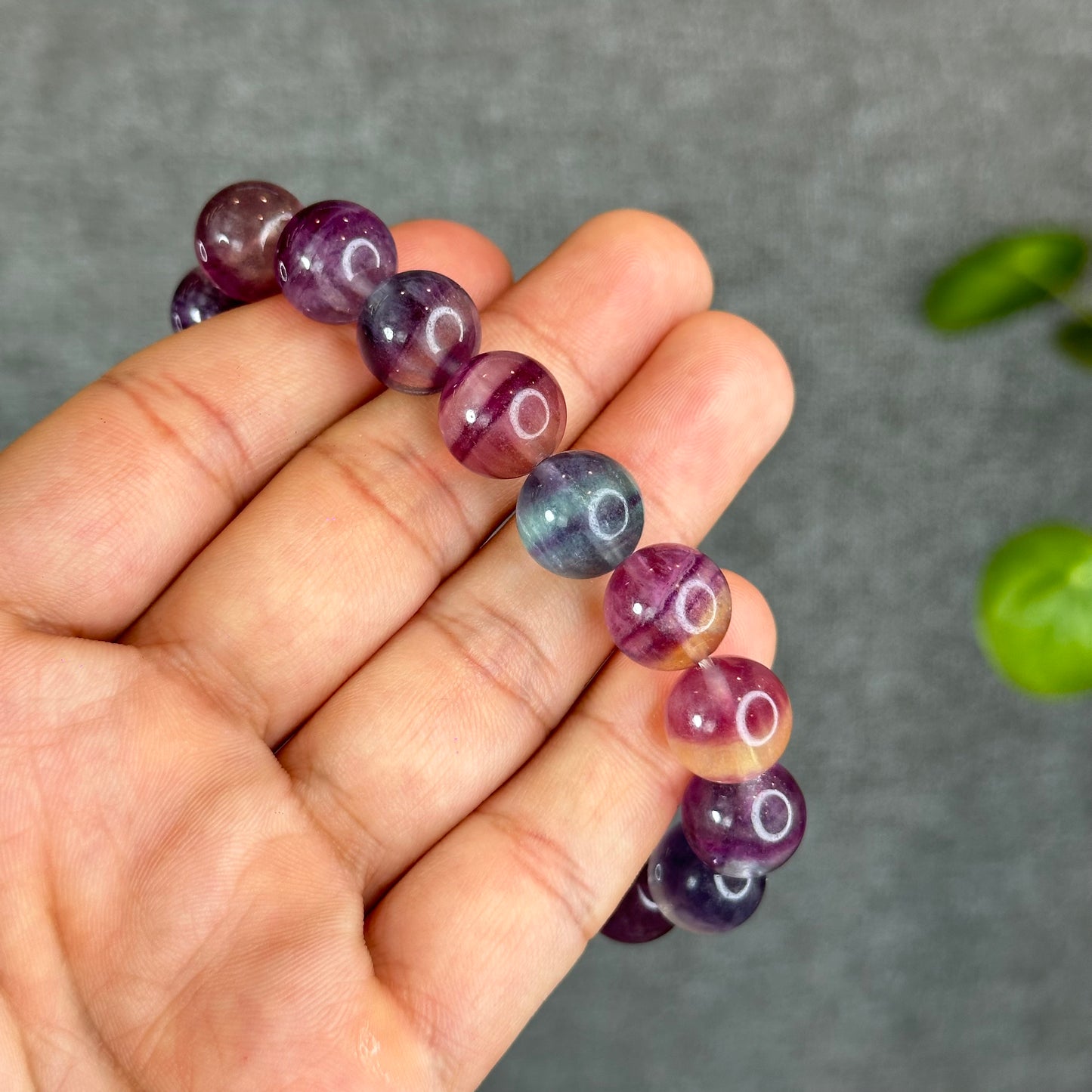 Colourful Natural Fluorite Bracelet Size 12 mm