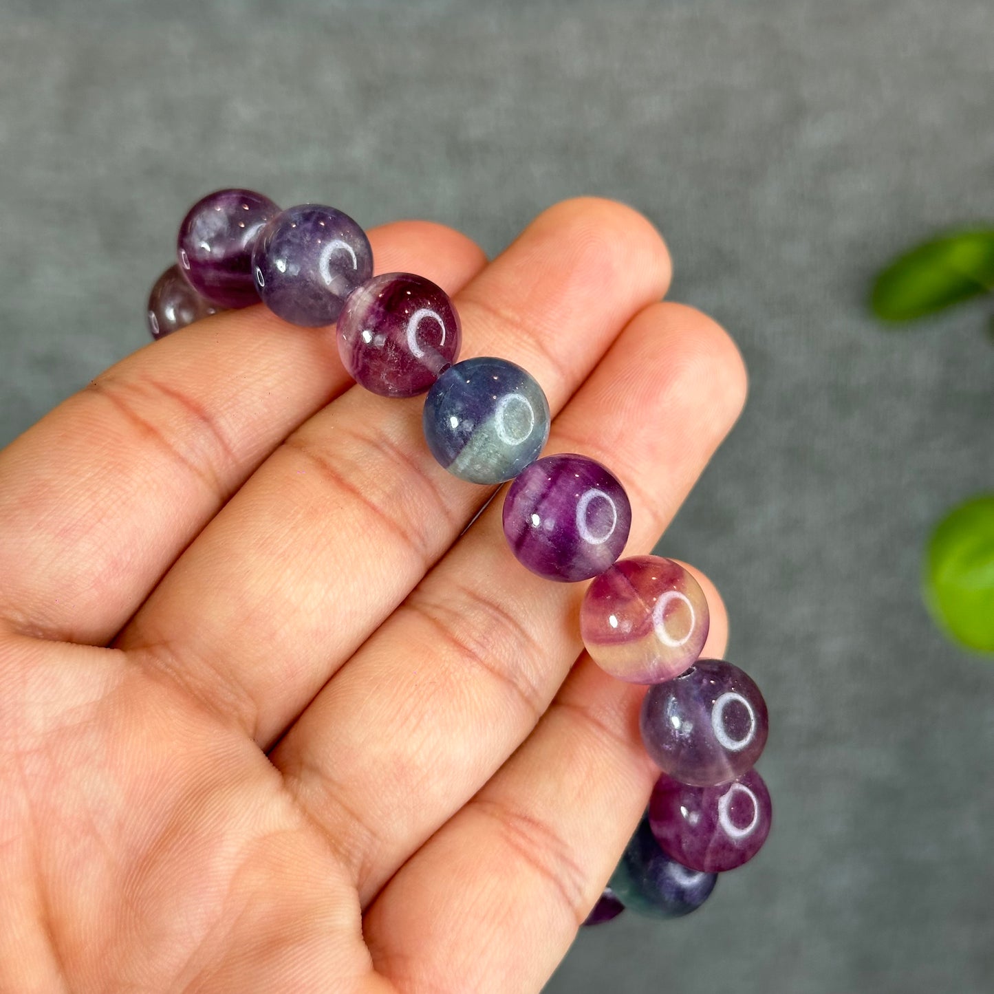 Colourful Natural Fluorite Bracelet Size 12 mm