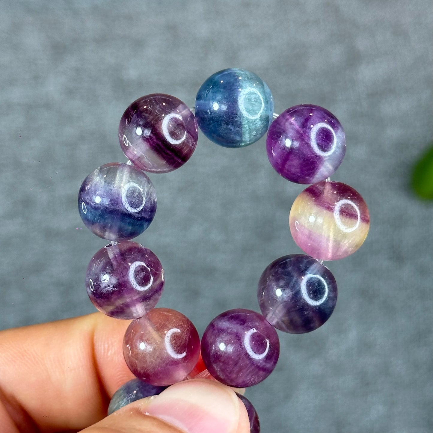 Colourful Natural Fluorite Bracelet Size 12 mm