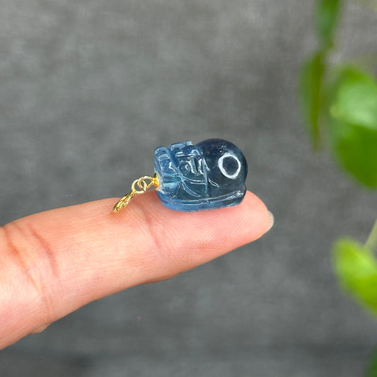 Midnight Natural Aquamarine Pixiu Charm