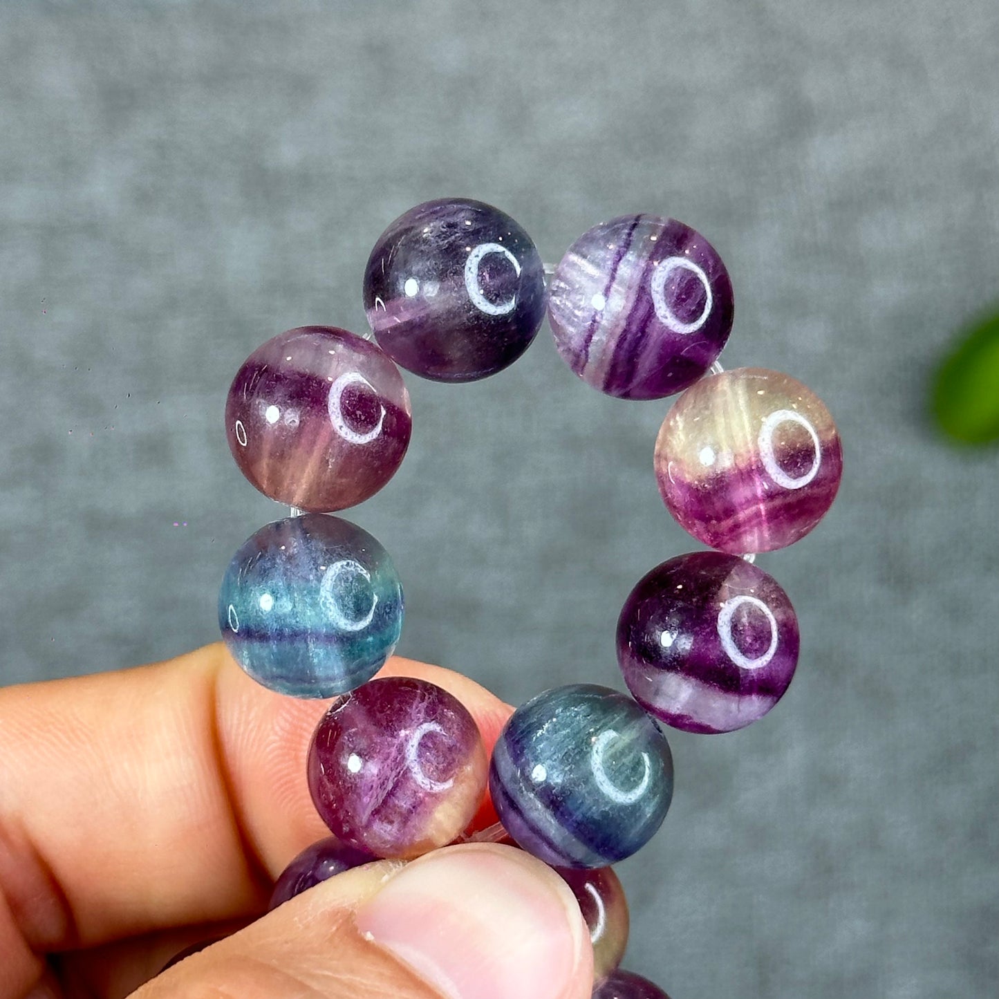 Colourful Natural Fluorite Bracelet Size 12 mm