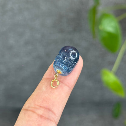 Midnight Natural Aquamarine Pixiu Charm