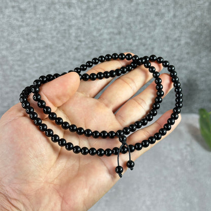 Black Agate Triple Wrap (108 Bead) Bracelet Size 6 mm