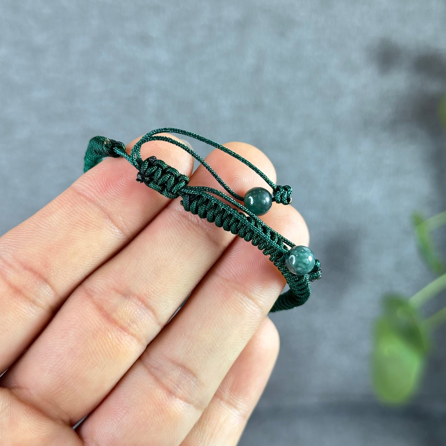 Water Green Jadeite Jade Infinity Carving Braided Bracelet