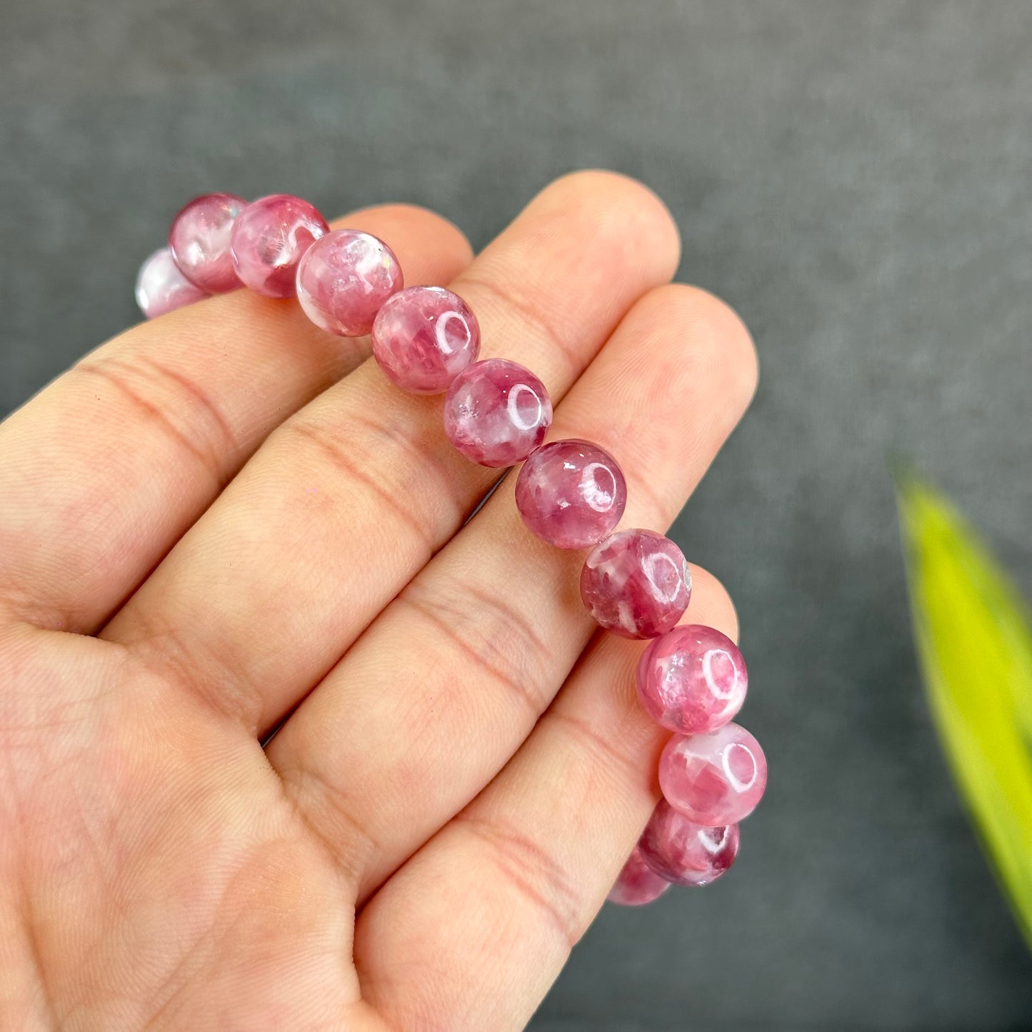 Natural Pink Lepidolite Bracelet Size 10 mm