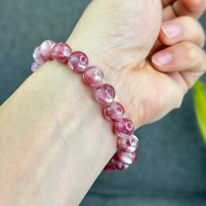 Natural Pink Lepidolite Bracelet Size 10 mm