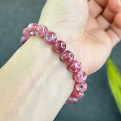 Natural Pink Lepidolite Bracelet Size 10 mm