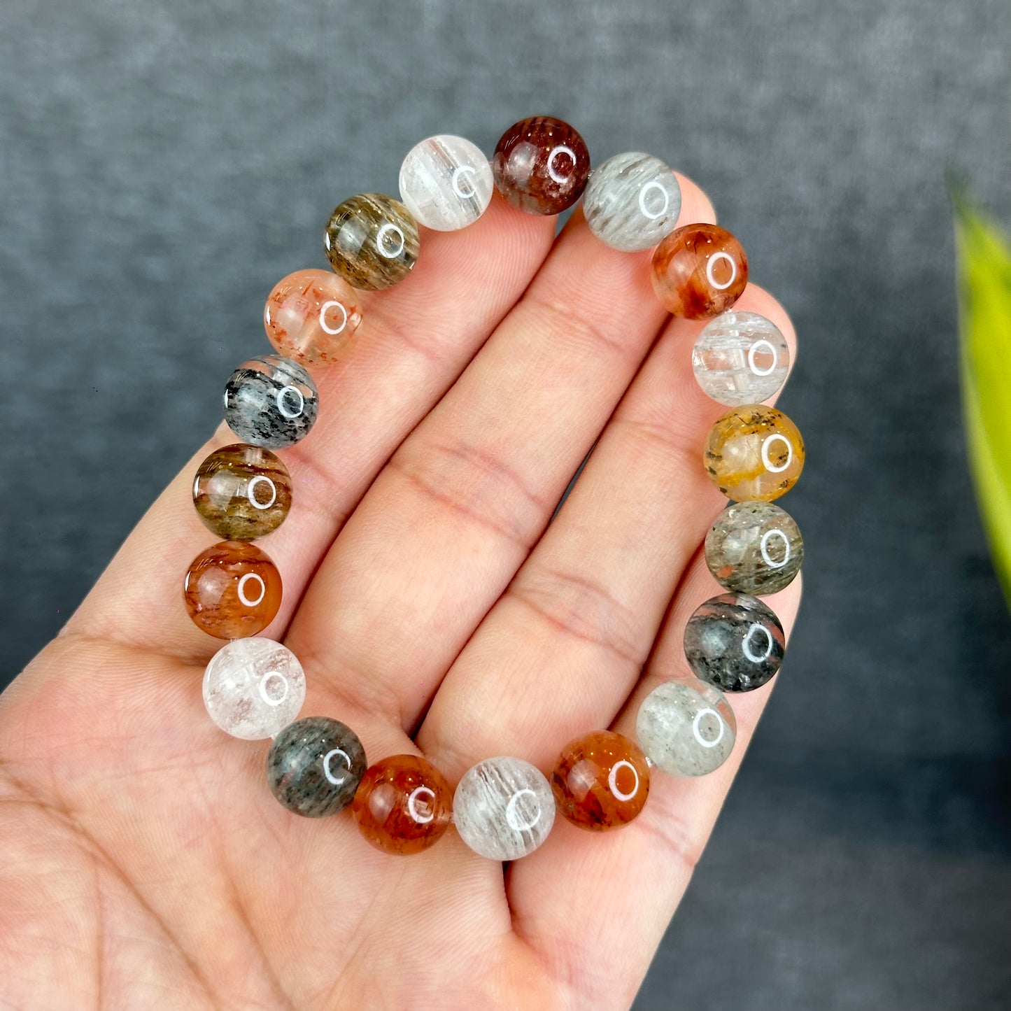 Natural Thousand Layer Landscape Quartz Bracelet Size 10.5 mm