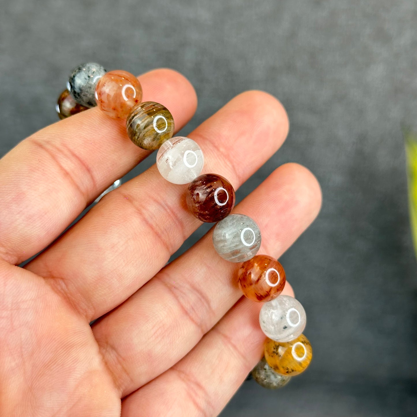 Natural Thousand Layer Landscape Quartz Bracelet Size 10.5 mm