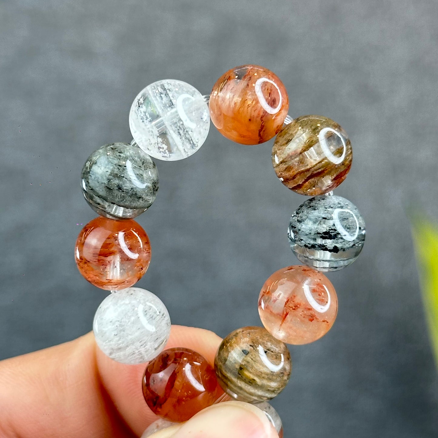 Natural Thousand Layer Landscape Quartz Bracelet Size 10.5 mm