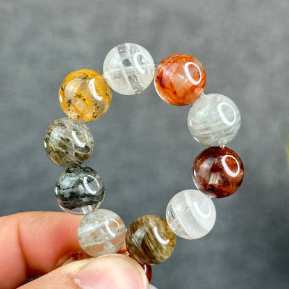 Natural Thousand Layer Landscape Quartz Bracelet Size 10.5 mm