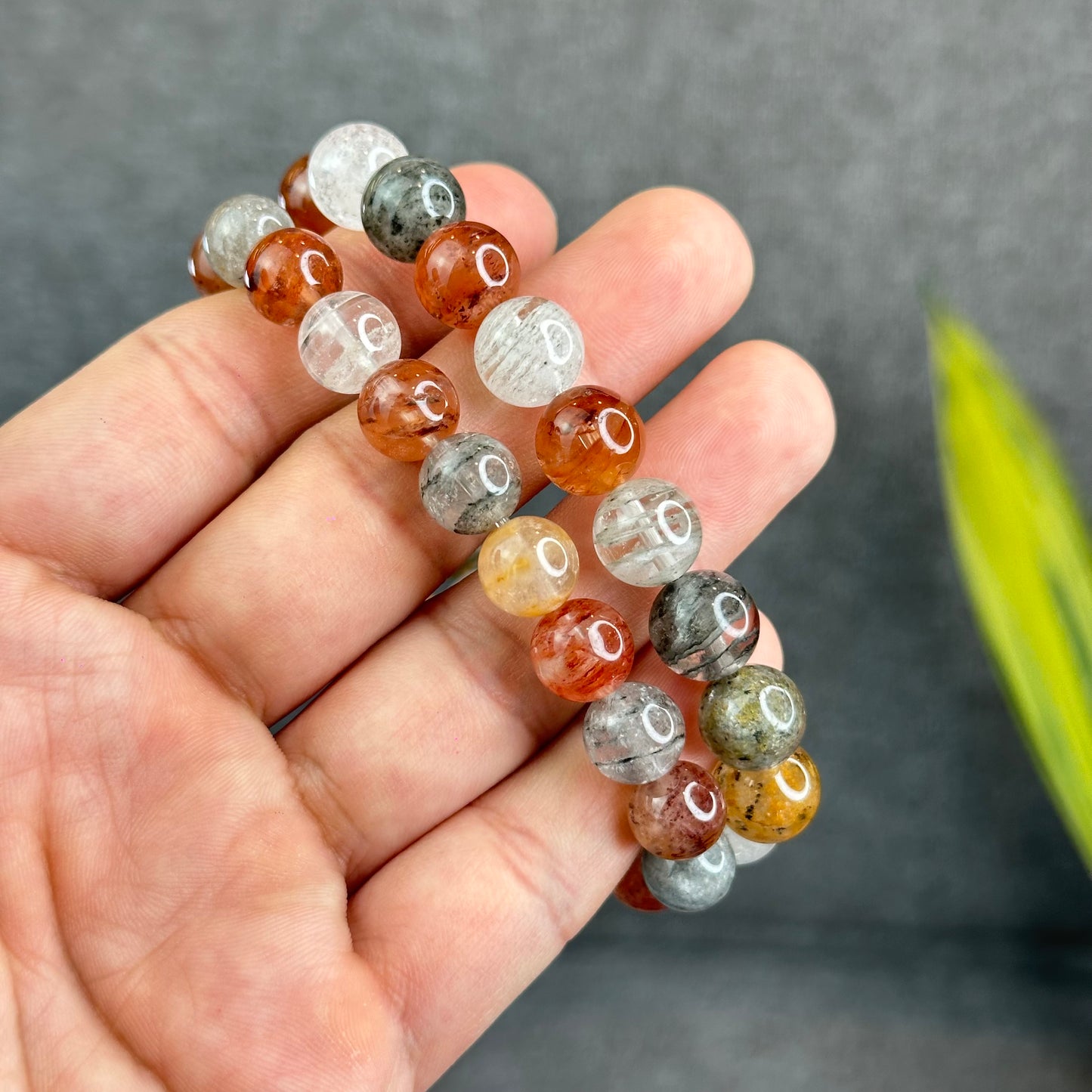 Natural Thousand Layer Landscape Quartz Bracelet Size 10.5 mm