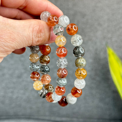 Natural Thousand Layer Landscape Quartz Bracelet Size 10.5 mm