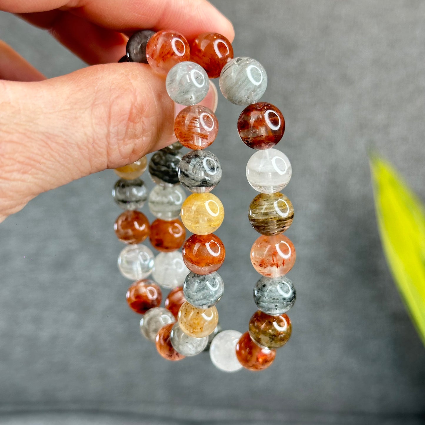 Natural Thousand Layer Landscape Quartz Bracelet Size 10.5 mm