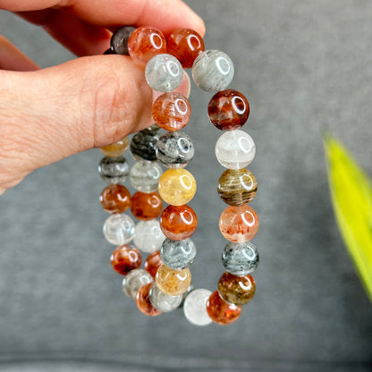 Natural Thousand Layer Landscape Quartz Bracelet Size 10.5 mm