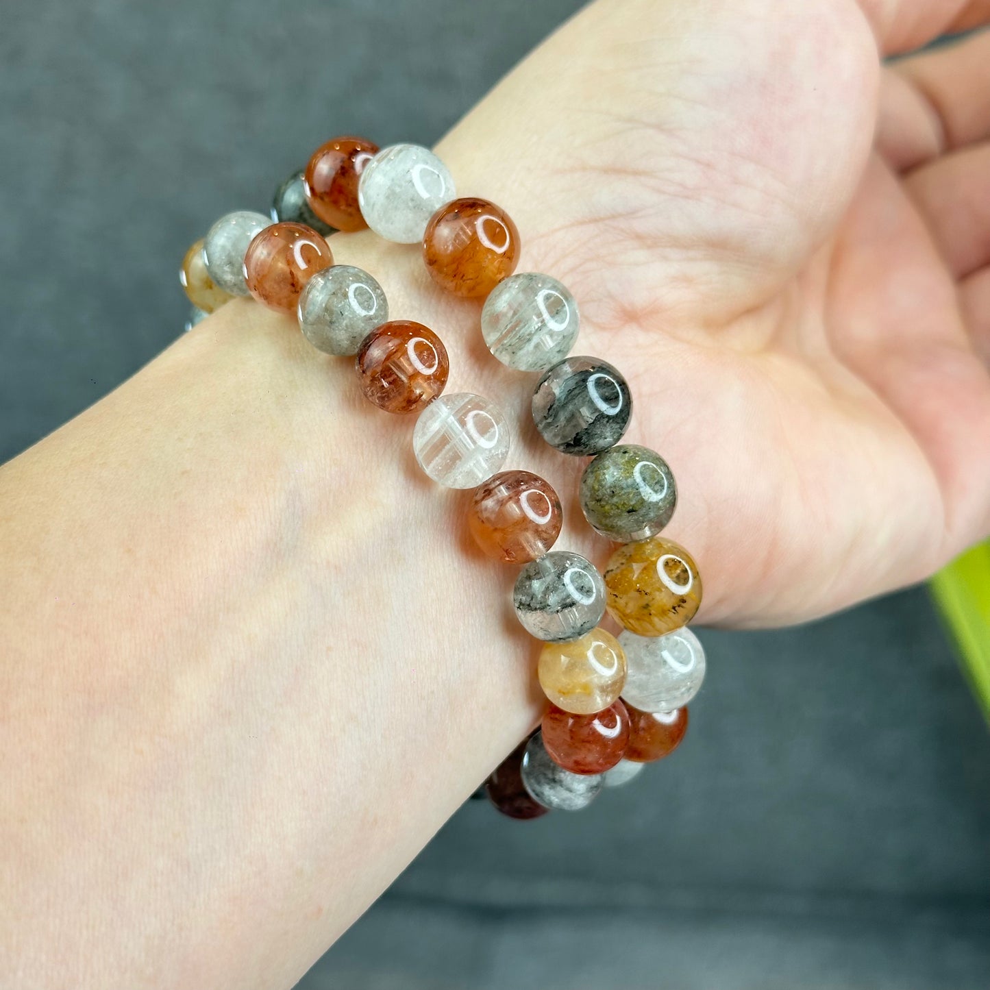 Natural Thousand Layer Landscape Quartz Bracelet Size 10.5 mm