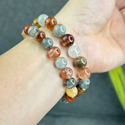 Natural Thousand Layer Landscape Quartz Bracelet Size 10.5 mm