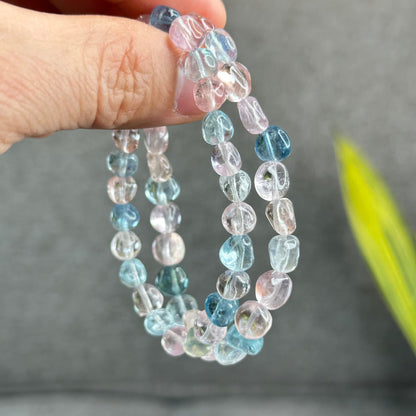 Freeform Natural Multi-Colour Morganite VIP Bracelet Size 7.5 mm