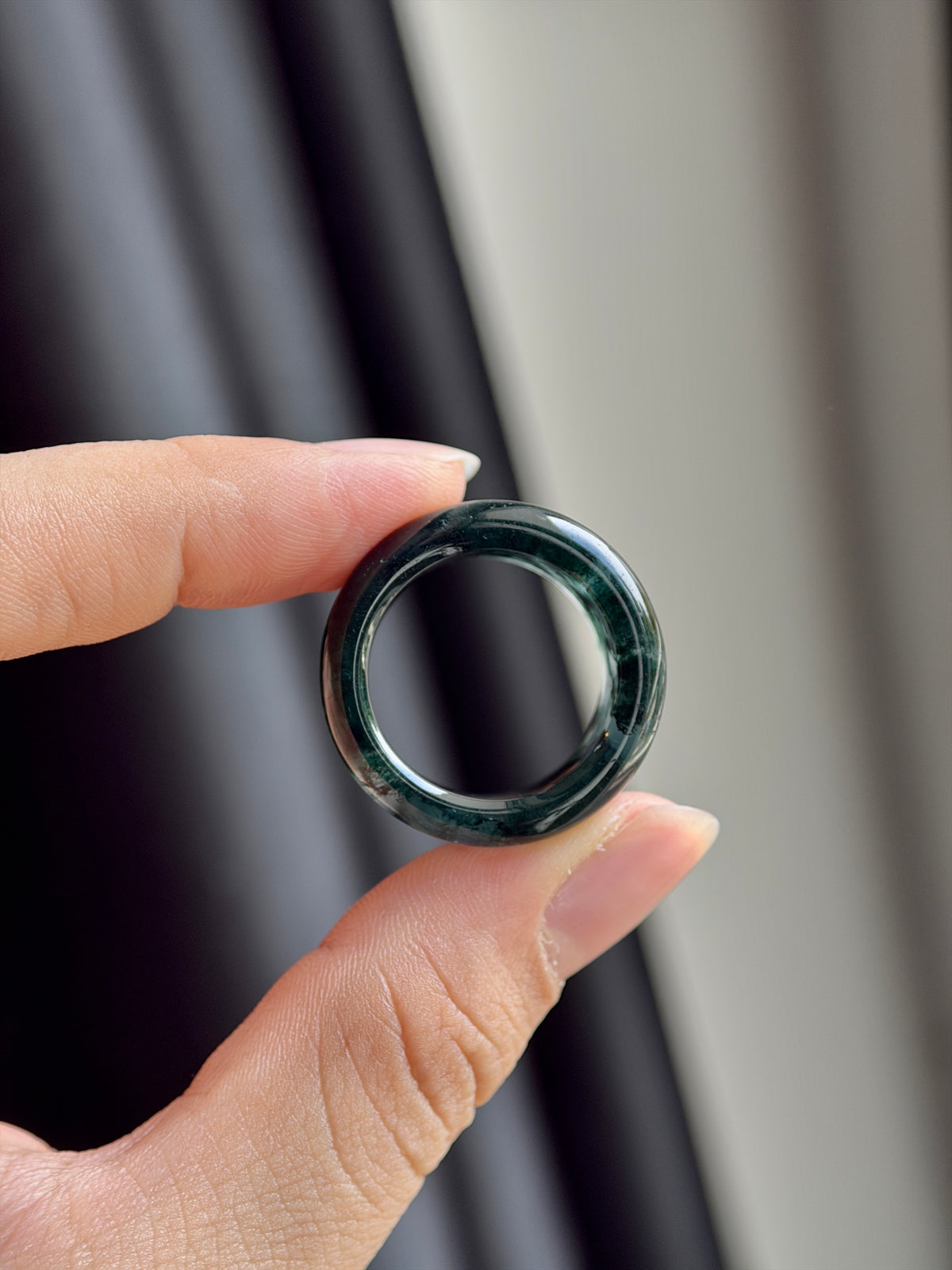 Natural Green Moss Agate Ring Square Style Size 2.0