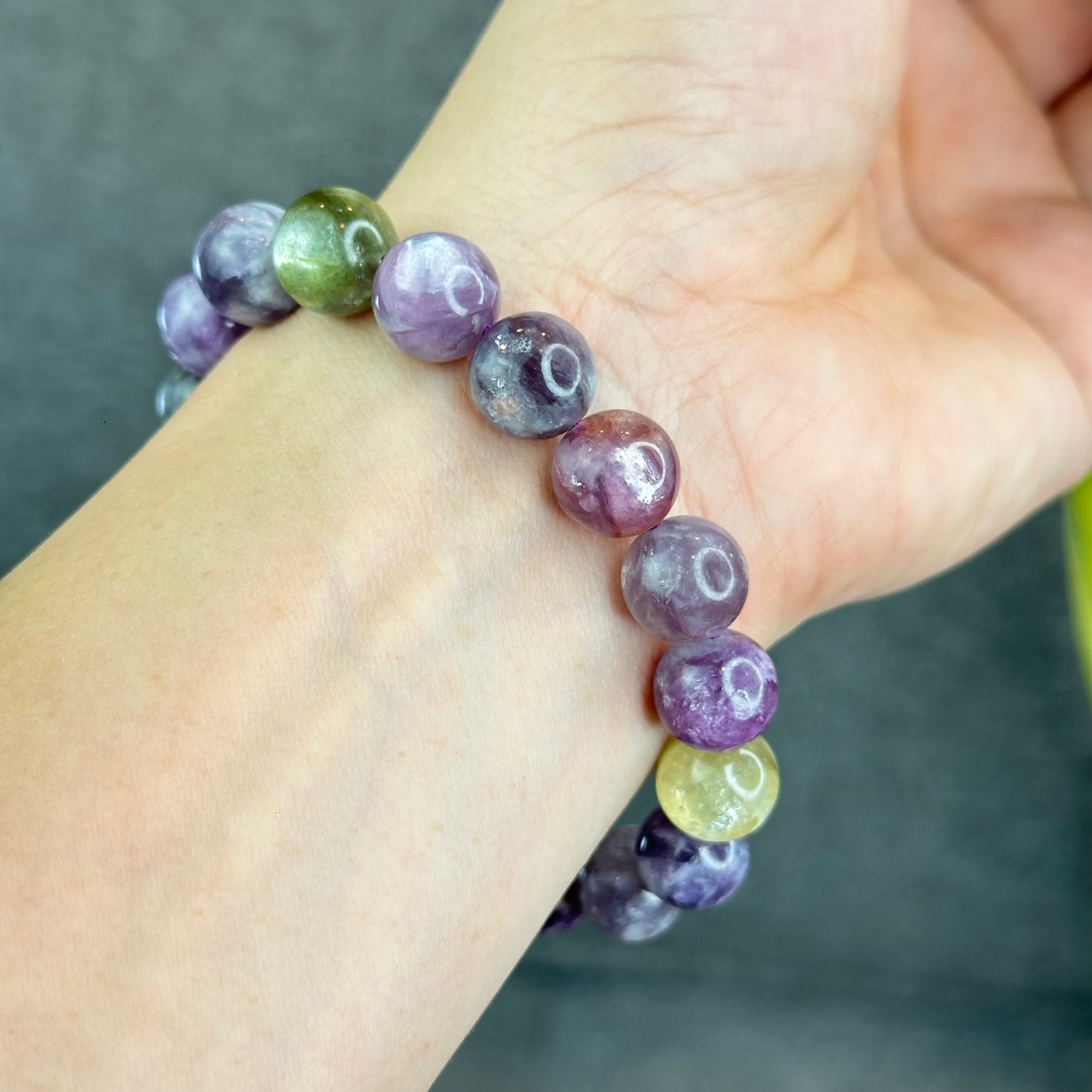 Natural Multi-Colour Lepidolite Bracelet Size 11.8 mm
