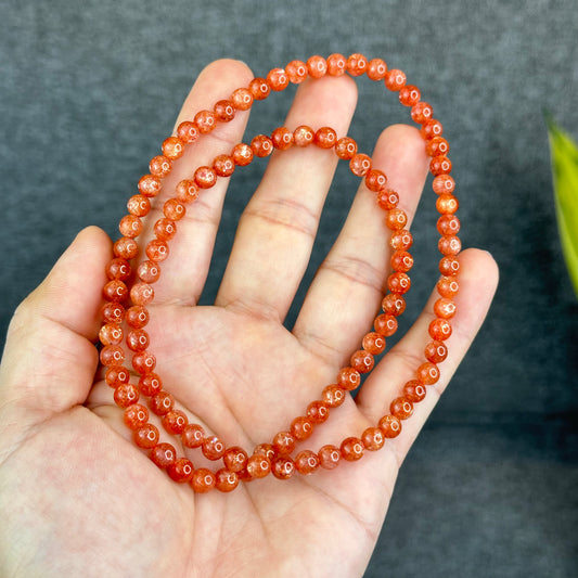 Natural Golden Sunstone Triple Wrap Bracelet Size 6 mm