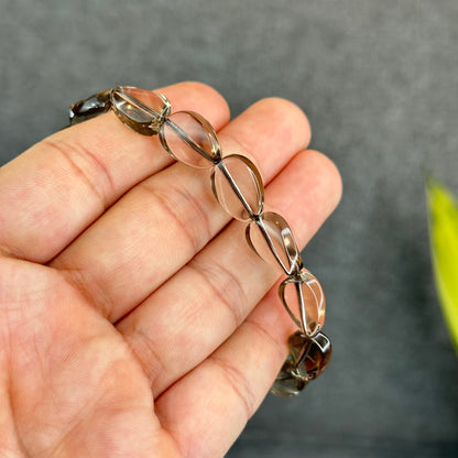 Freeform Natural Smokey Quartz Bracelet Size 10 mm